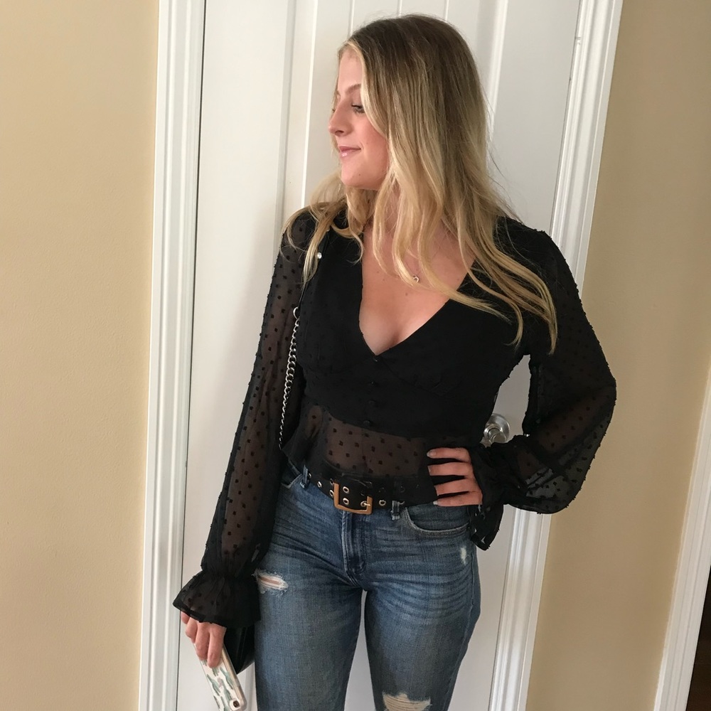 Princess Polly Black Mesh Top